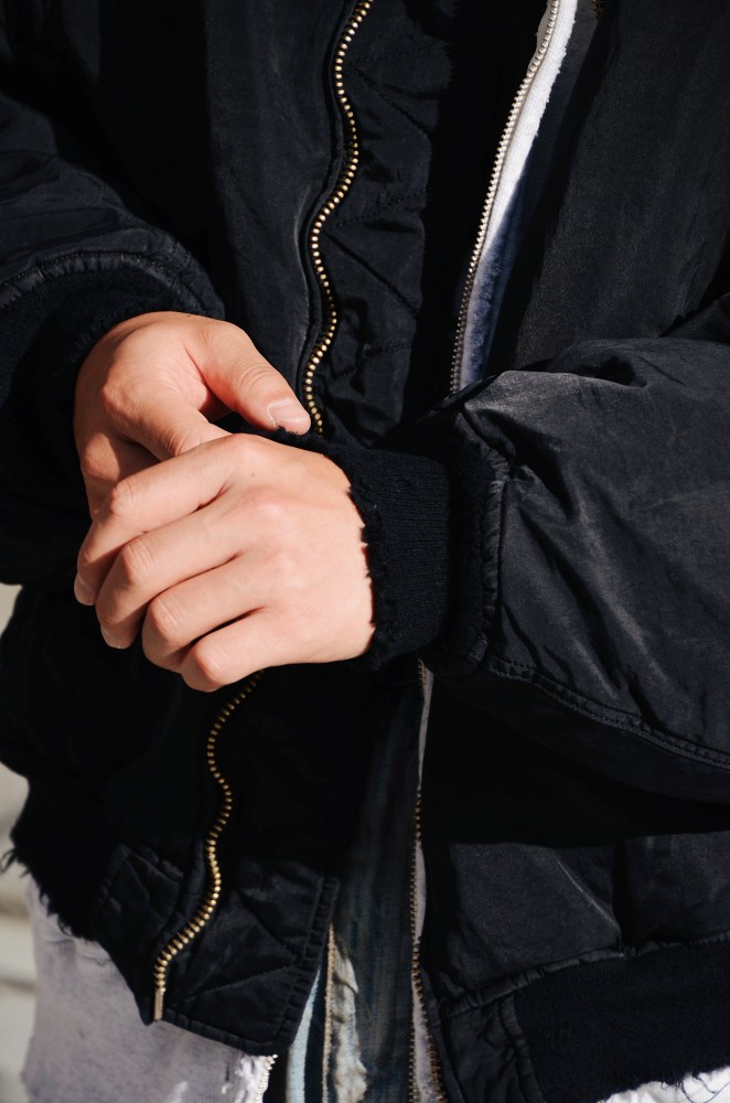 ANCELLM FADED BOMBER JACKET(BLACK)サイズ3 FADED BOMBER JACKET