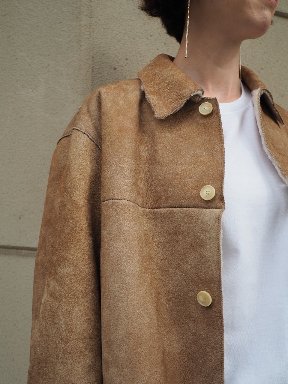 AURALEE ムートンシャツジャケット ベージュ AURALEE/オーラリー MERINO MOUTON SHIRT BLOUSON (BEIGE) A25AB02SM