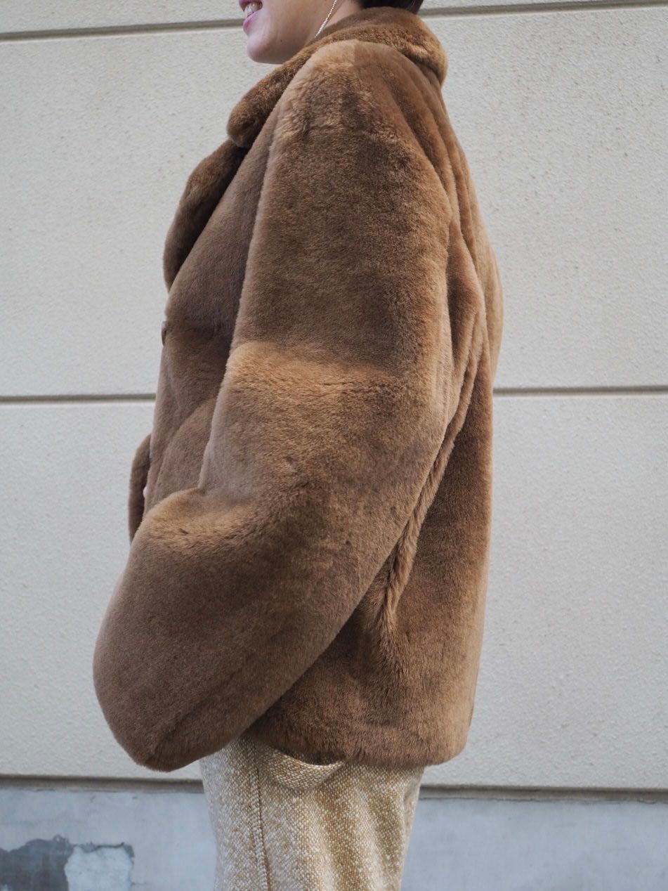 STRAIGHT MERINO MOUTON FUR P-COAT (BROWN) A25AC03MM - CIENTO WEB STORE