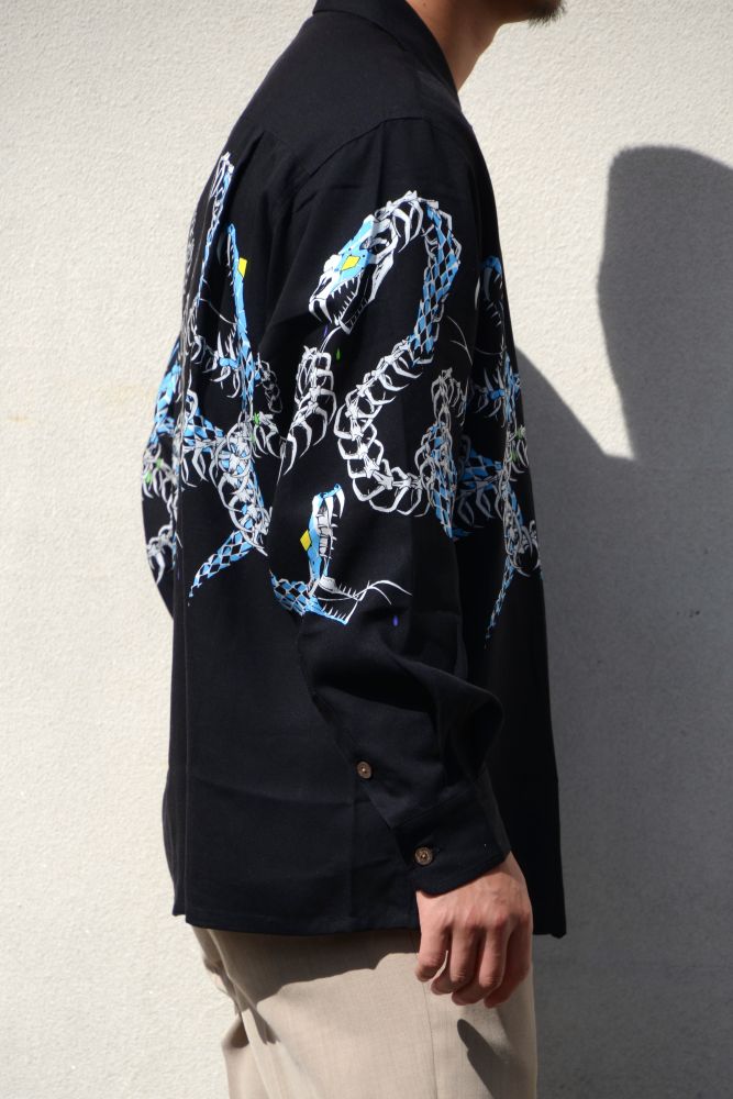 2025AW】HAWAIIAN SHIRT L/S (TYPE-4) BLACK 25FW-WMS-HI04