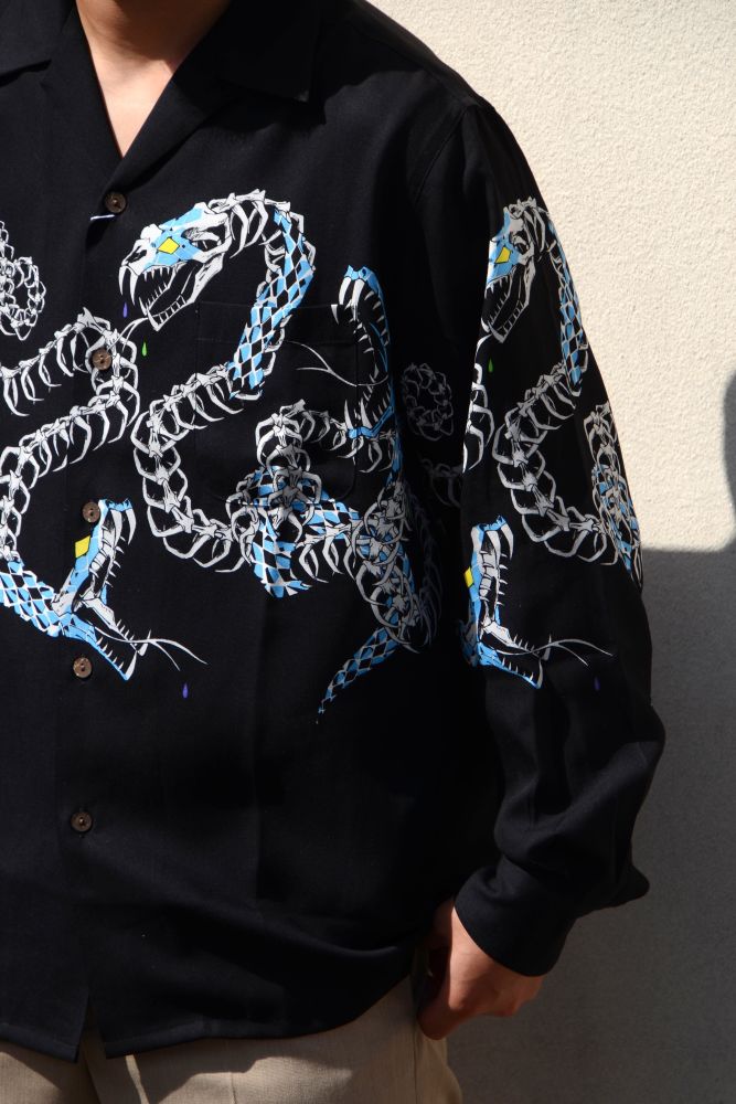 2025AW】HAWAIIAN SHIRT L/S (TYPE-4) BLACK 25FW-WMS-HI04