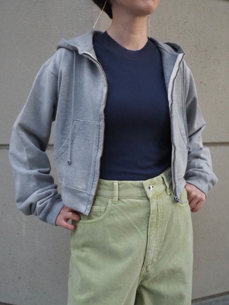 PRODUCT DYED PIMA LIGHT SWEAT ZIP PARKA (TOP GRAY) A25AP03MS