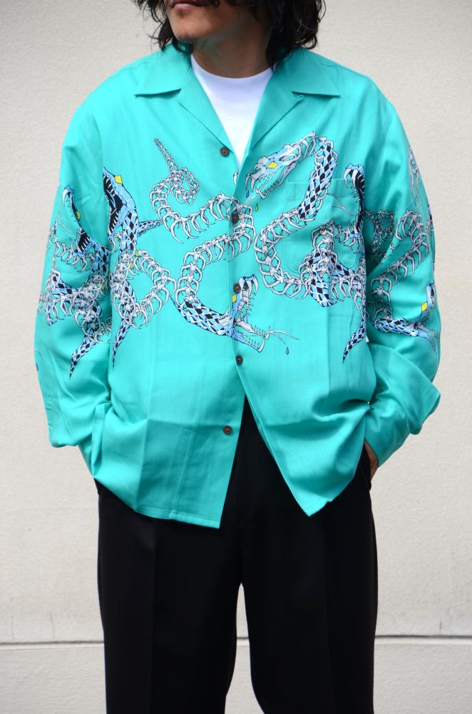 WACKO MARIA HAWAIIAN SHIRT アロハシャツ WACKO MARIA / ROCKABILLY HAWAIIAN SHIRT S/S (BLUE) - RELAX WEB