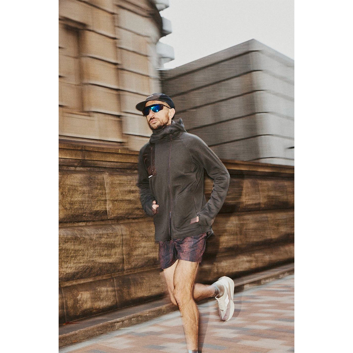 charbon / POLARTEC POWER GRID ZIP UP HOODIE BROWN