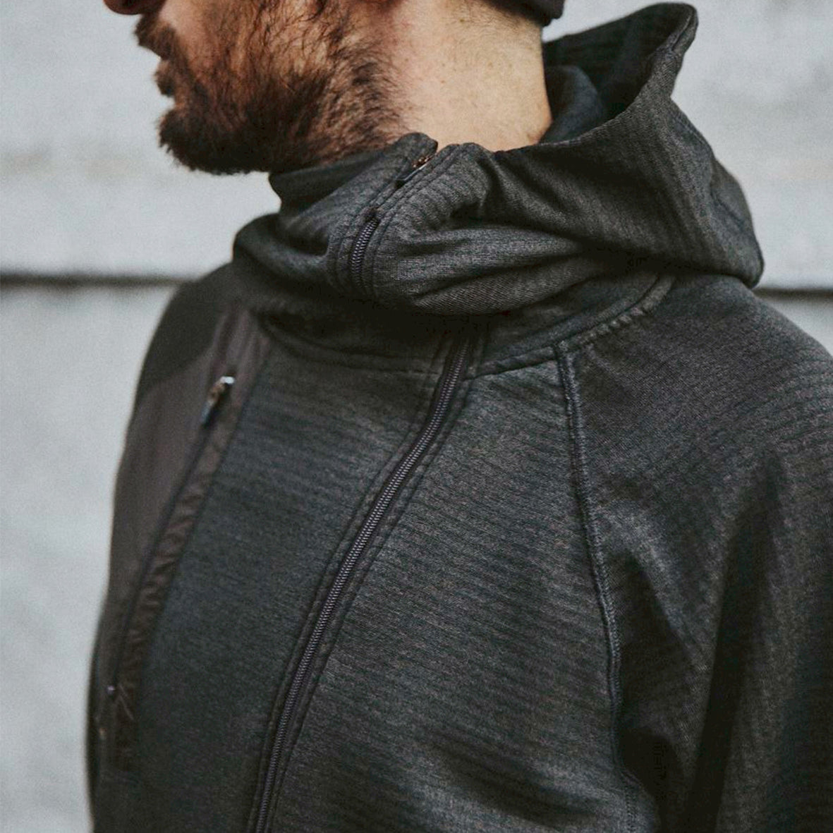 charbon / POLARTEC POWER GRID ZIP UP HOODIE BROWN