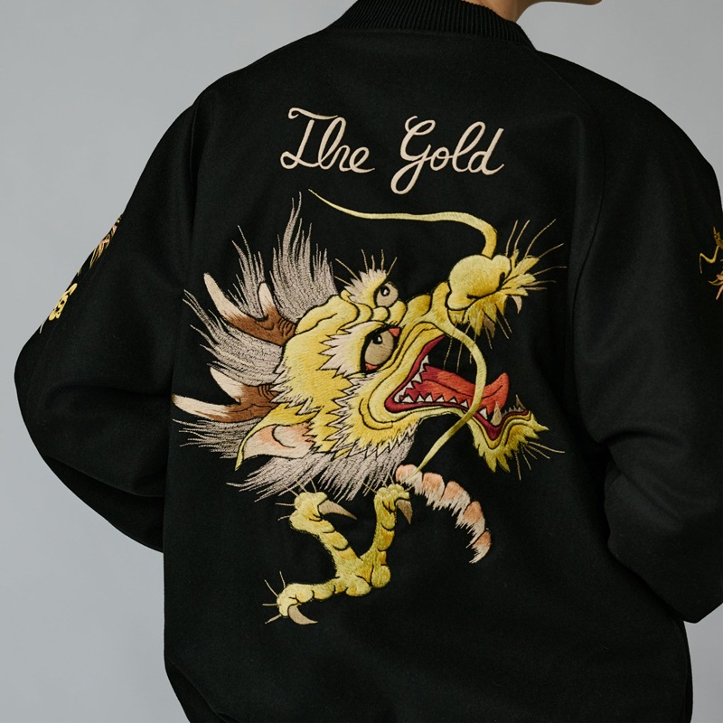 GOLD / WOOL MELTON×ACETATE SOUVENIR JACKET 