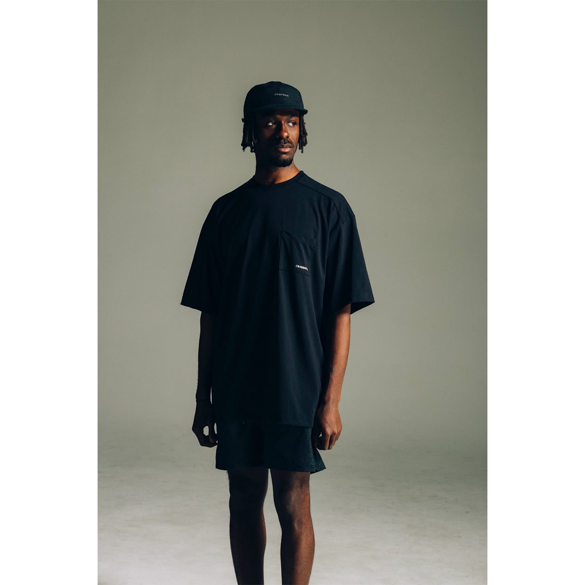 charbon / POCKET DRY BIG T-SHIRTS BLACK