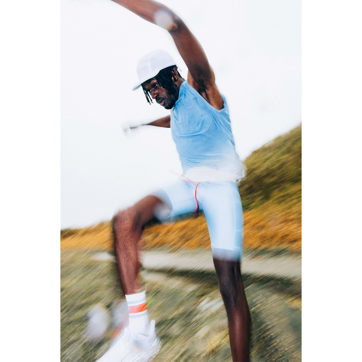 charbon / REDA WOOL DIP DYE SLEEVELESS T-SHIRT LIGHT BLUE