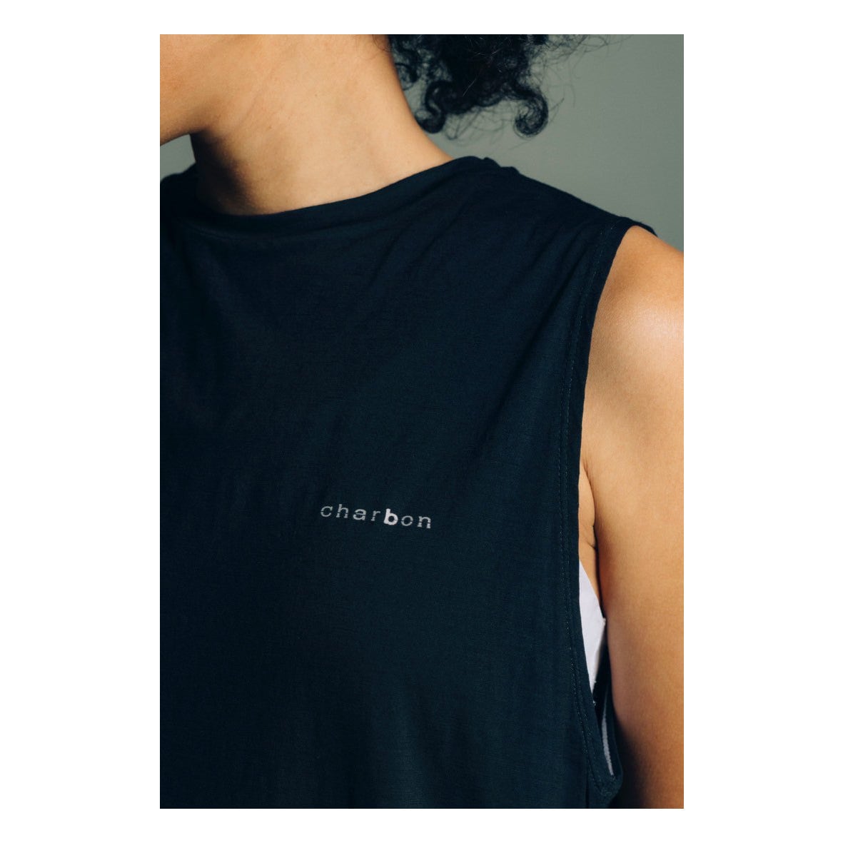 charbon / REDA WOOL DIP DYE SLEEVELESS T-SHIRT BLACK