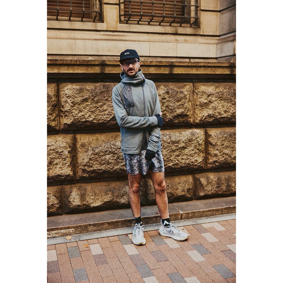 charbon / POLARTEC POWER GRID ZIP UP HOODIE GREY