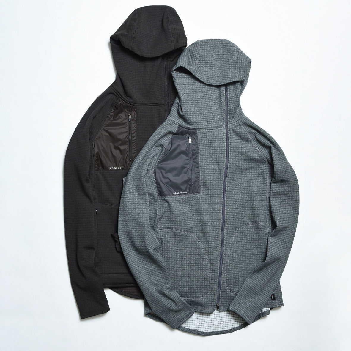 charbon / POLARTEC POWER GRID ZIP UP HOODIE GREY