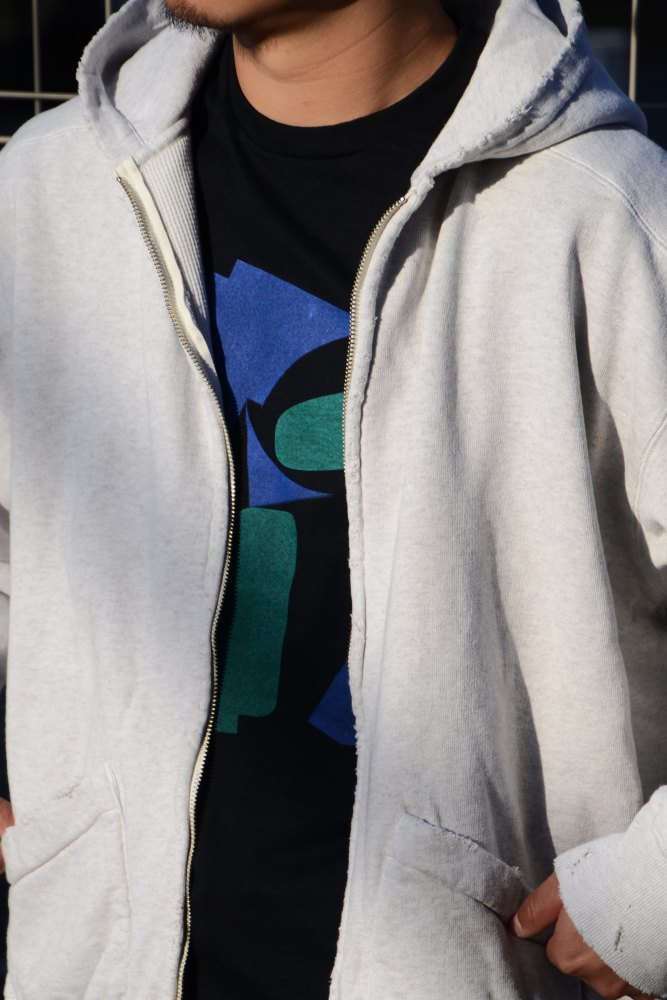 2025AW - ZIP UP HOODIE (HEATHER WHITE) ANC-CT136 - CIENTO WEB STORE