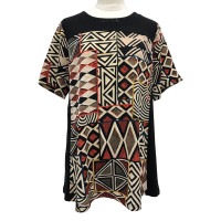 チュニック Aライン ラインストーン 転写プリント 半袖 1419 A4|BJje