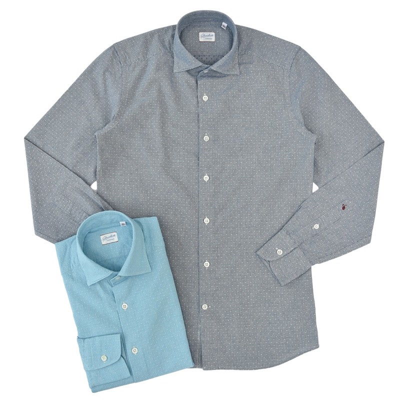 【SALE52%OFF】Glanshirt（グランシャツ）<br>ウォッシュドマイクロハウンドトゥース×クロスステッチワイドカラーシャツJWEEN-G6804 11051003091