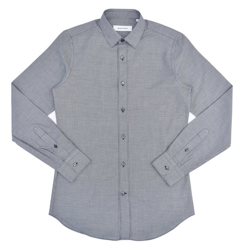 【SALE52%OFF】MAURO GRIFONI（マウログリフォーニ）<br>コットンジャガードマイクロハウンドトゥースレギュラーカラーシャツ JP161607 11042002001