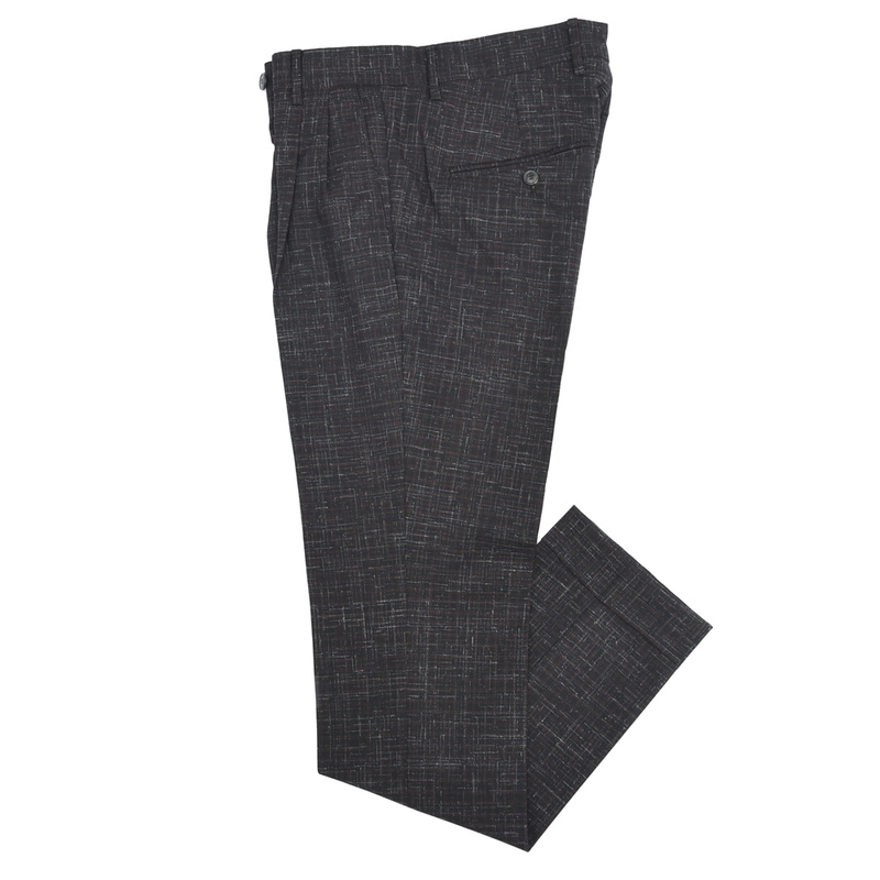 【40%OFF】MAURO GRIFONI(マウログリフォーニ)<br>ウールジャガードグラフチェック2プリーツテーパードパンツ JP120997 13042002001