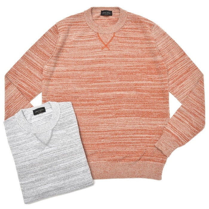 【40%OFF】roberto collina（ロベルト コリーナ）<br>コットンナイロンメランジパイルクルーネックニット RV49101 12081000025