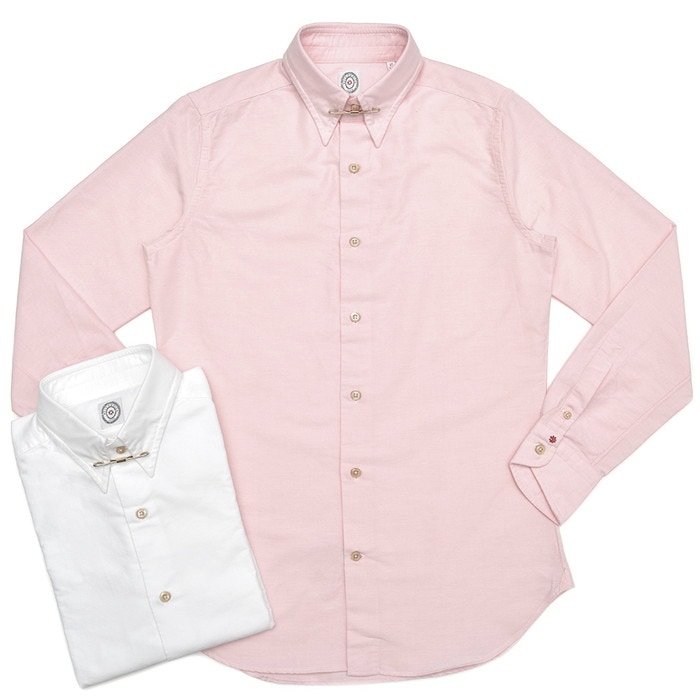 【SALE52%OFF】BOLZONELLA（ボルゾネッラ）<br>ウォッシュドコットンオックスフォードロングポイントカラーシャツ（カラークリップ付き） B5000 11081000025