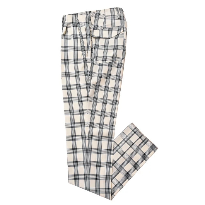 【SALE52%OFF】VIGANO（ヴィガーノ）<br>サマーウールツイルタータンチェック2プリーツテーパードパンツ KJ/5924 13071004035