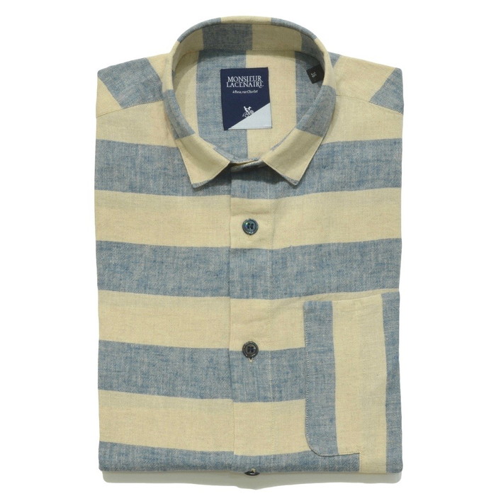 【SALE52%OFF】MONSIEUR LACENAIRE（ムッシュ ラスネール）<br>ハイゲージコットンダイアゴナルジャガードクルーネックニット K4 ARAN 16071006025