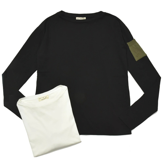 【SALE52%OFF】ma'ry'ya（マリア）<br>コットンボートネックニットポケットL/Sカットソー Y8J075 12081400025