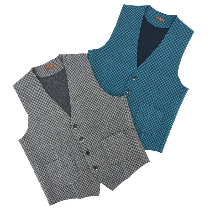 【SALE52%OFF】BARENA（バレナ）<br>ウールナイロン接結ジャージーシェパードチェックジレ Vest Crica Tv Drino 14042000079