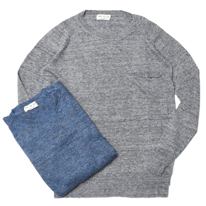 【SALE52OFF】ma'ry'ya（マリア）<br>ハイゲージリネンアシンメトリークルーネックニットY2K021　16051018025