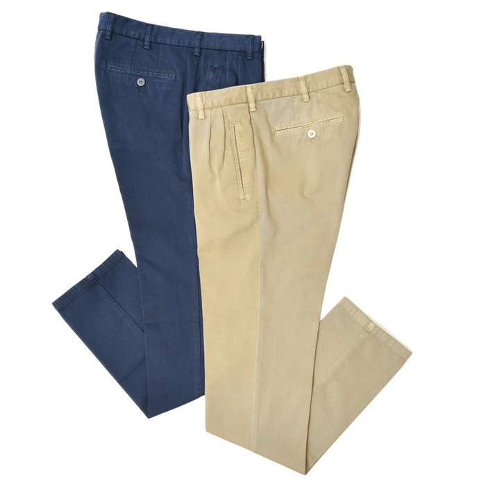 【SALE52%OFF】C&C（シー アンド シー）<br>ガーメントダイコットンツイル2プリーツテーパードパンツ 2502/1/C/1890 13081006025