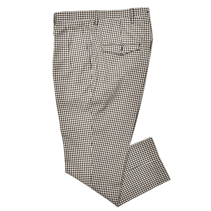 【SALE52%OFF】VIGANO（ヴィガーノ）<br>ウールトロピカルギンガムチェック2プリーツキャロットテーパードクロップドパンツ QC/7004 13081003068