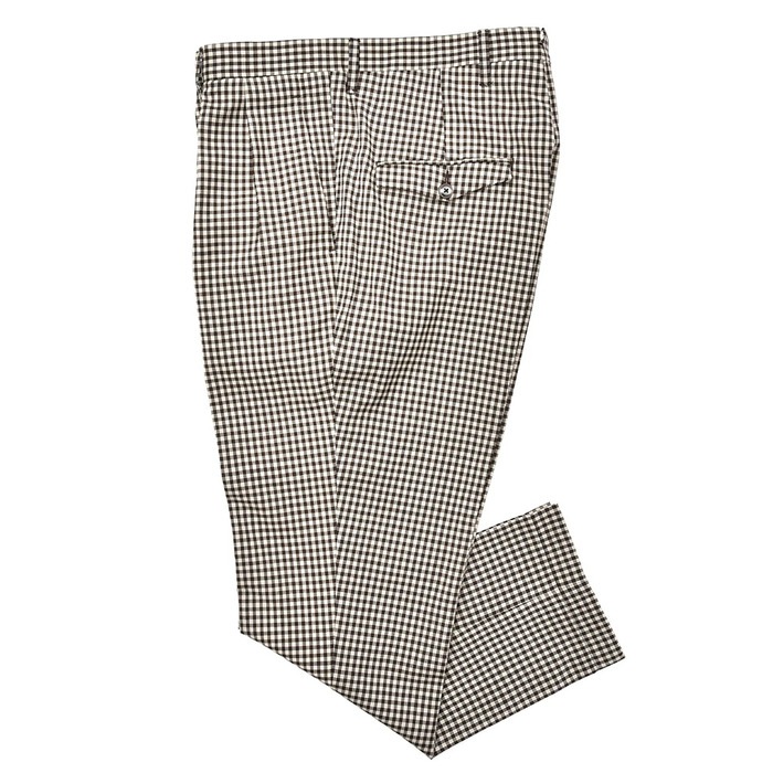 【SALE52%OFF】VIGANO（ヴィガーノ）<br>ウールトロピカルギンガムチェック2プリーツキャロットテーパードクロップドパンツ QC/7004 13081003068