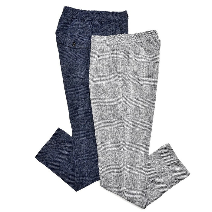 【40%OFF】T-JACKET（ティージャケット）<br>コットンナイロンパイルジャージグレンチェック1プリーツシャーリングパンツ 60671002 13081001065