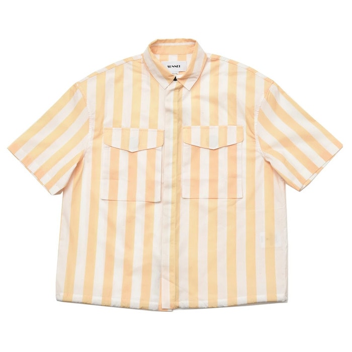 【SALE52%OFF】SUNNEI（サンネイ）<br>コットンブロードピーチストライプS/Sワークシャツ MS03ACP 14091405025