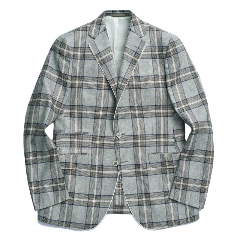 【SALE52%OFF】BOGLIOLI（ボリオリ）<br>YORKヨーク シルクホップサックタータンチェック3Bパイピングジャケット54711 17041005052
