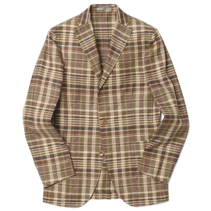 【SALE52%OFF】BOGLIOLI（ボリオリ）<br>DOVERドーヴァー シルクリネンマドラスチェック3BジャケットP033-T2902E　17051005052