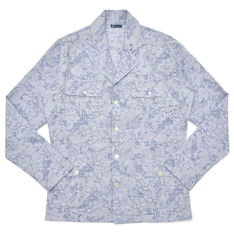 【SALE52%OFF】Finamore（フィナモレ）<br>GRANTグラント リネンコットンボタニカルジャガードサファリシャツジャケット 081268 17081001039