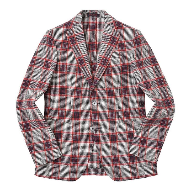 【SALE52%OFF】THE GIGI（ザ ジジ）<br>VELVETヴェルヴェット コットンリネンナイロンライトツィードタータンチェック2Bジャケット F011 17071002039