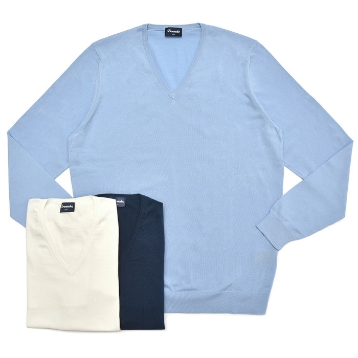 【SALE52%OFF】Drumohr（ドゥルモア）<br>30ゲージコットンソリッドVネックニット D0GN481 16081000027