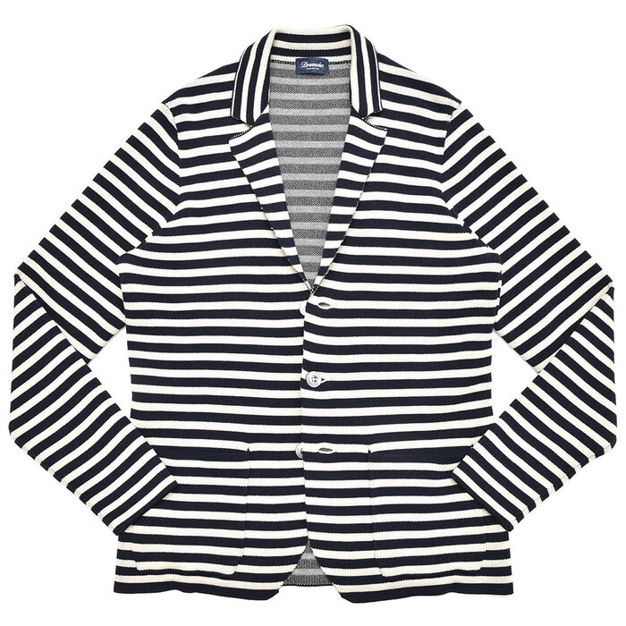 【SALE52%OFF】Drumohr（ドゥルモア）<br>コットンボーダーニットジャケット D0IZ416 16081002027