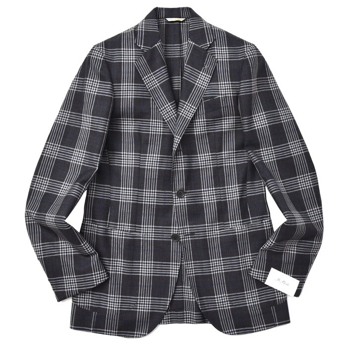 【40%OFF】De Petrillo(デ ペトリロ)<br>ウールシルクホップサックオーバーチェック3Bジャケット NUVOLA/ANACAPRI 14/343 17081002082