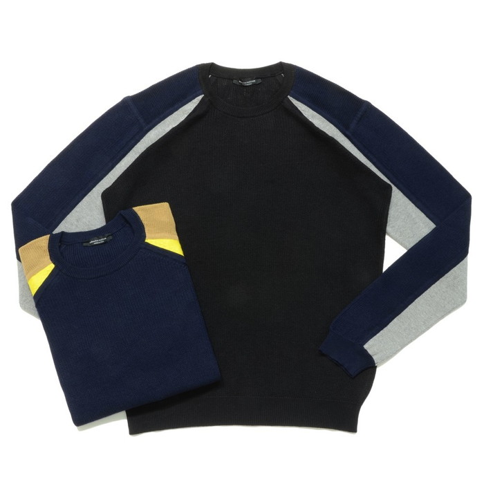【SALE52%OFF】roberto collina(ロベルト コリーナ)<br>ミドルゲージ切り替えクルーネックニット 16301 16061007025