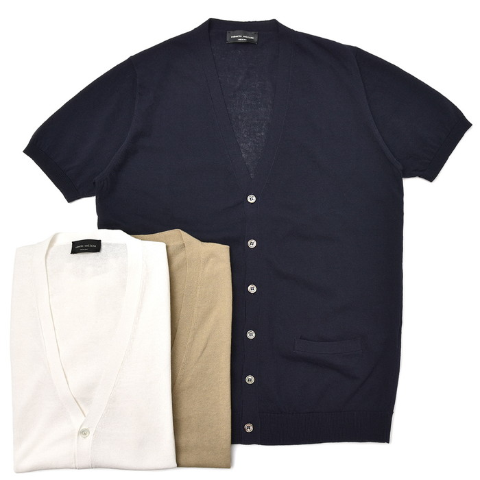【SALE52%OFF】roberto collina（ロベルト コリーナ）<br>ハイゲージコットンクレープソリッドS/Sニットカーディガン RV10011 16081000025