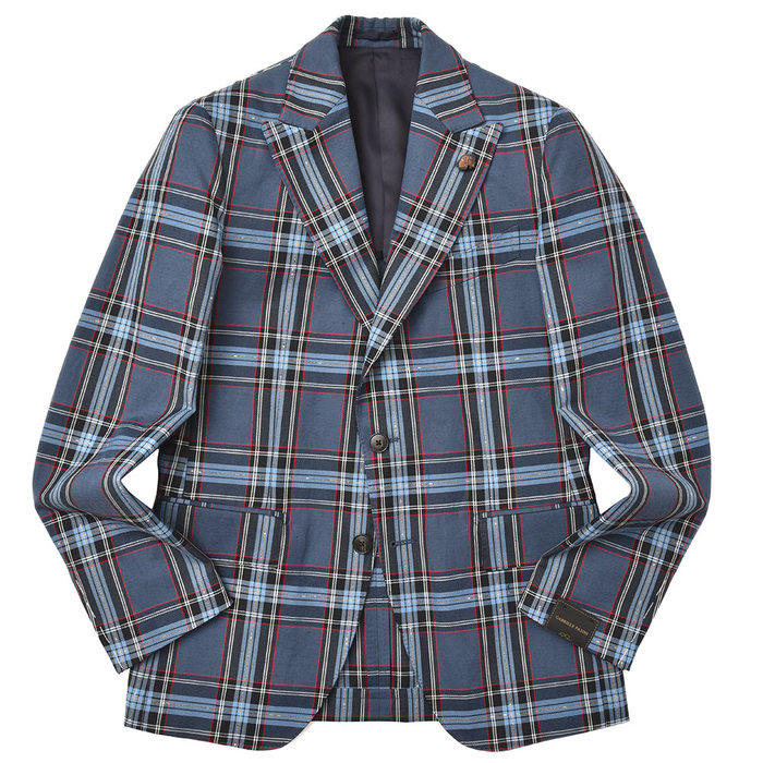 【40%OFF】GABRIELE PASINI（ガブリエレ パジーニ）<br>philosophy コットンリネンナイロンタータンチェック2Bジャケット JG11067Q/GF1144 17081007022
