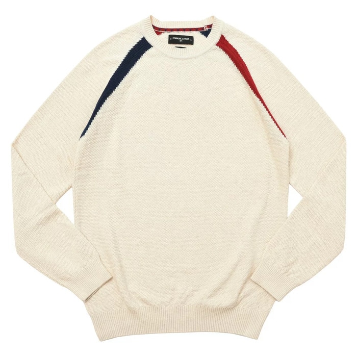 【SALE52%OFF】COMMUNE DE PARIS（コミューンドゥパリ）<br>ワッフルコットンラグラン切り替えクルーネックニット Pull Chaligny P171191010003 16071000112