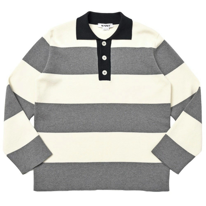 【40%OFF】SUNNEI(サンネイ)<br>ハイゲージコットンボーダーニットポロ PLPM04 16072013025