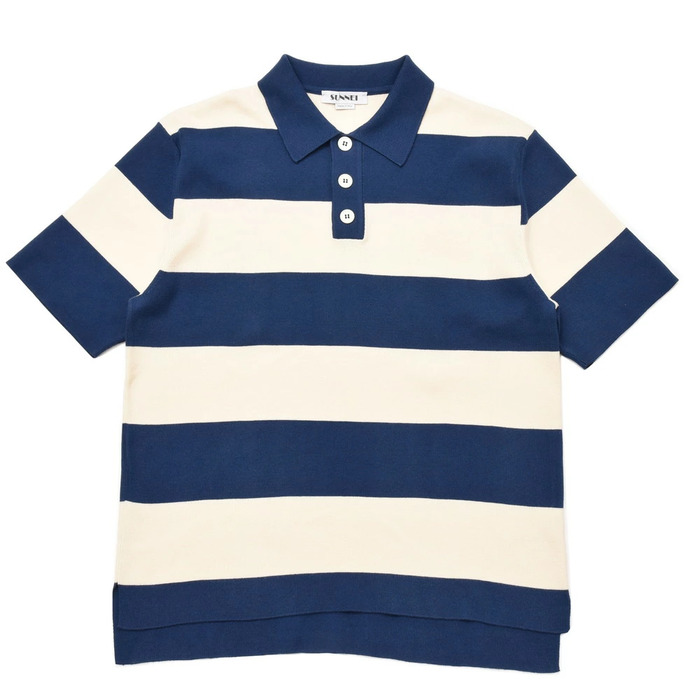 【SALE52%OFF】SUNNEI（サンネイ）<br>ハイゲージコットンボーダーS/Sニットポロ PMU01 16091408025