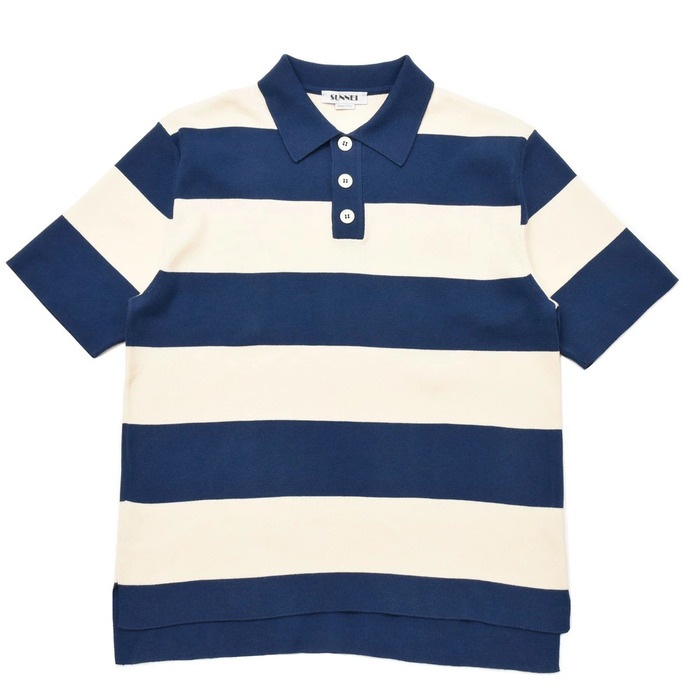【40%OFF】SUNNEI（サンネイ）<br>ハイゲージコットンボーダーS/Sニットポロ PMU01 16091408025