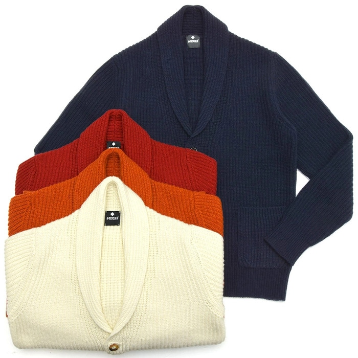 【SALE52%OFF】ANDREA FENZI（アンドレア フェンツィ）<br>ローゲージウールリブソリッドショールカラーニットカーディガン D7249/C54 16082000052
