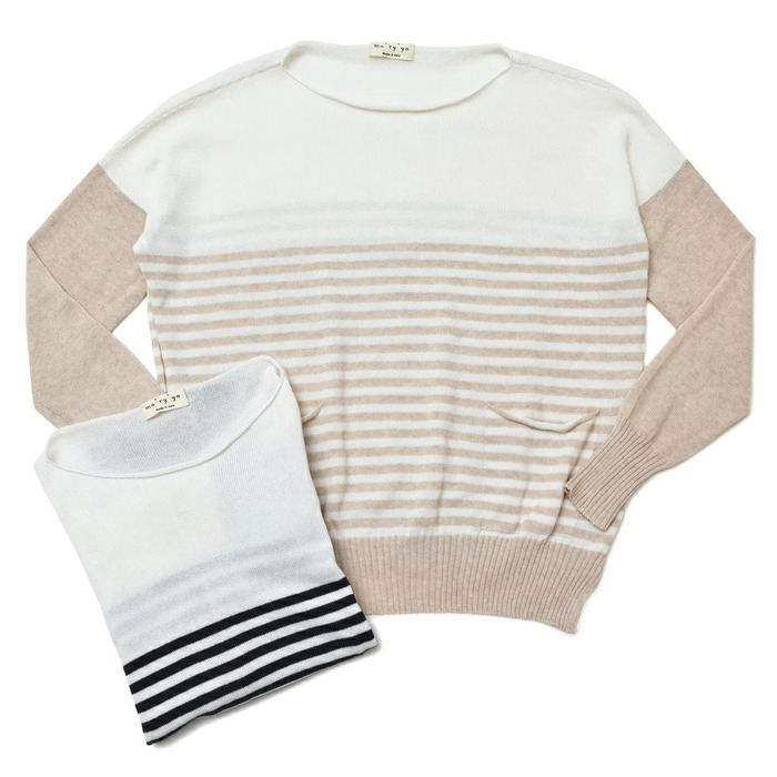 【40%OFF】ma'ry'ya（マリア）<br>ハイゲージコットンカシミアプルオーバーサイドスリットボートネックニット Y6K002 16071008025