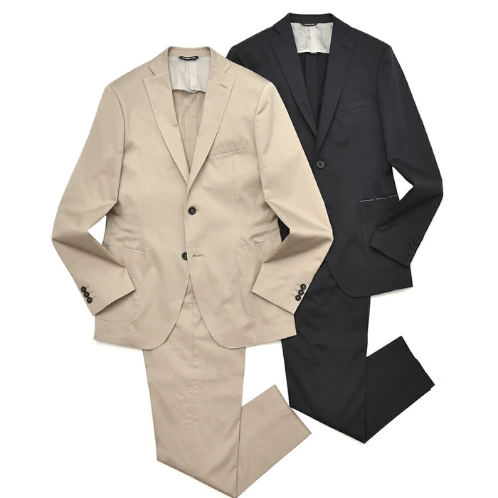 【SALE52%OFF】TONELLO（トネッロ）<br>ストレッチコットンサテンソリッド2B1プリーツクロップドスーツ 06G327Y 17181201025