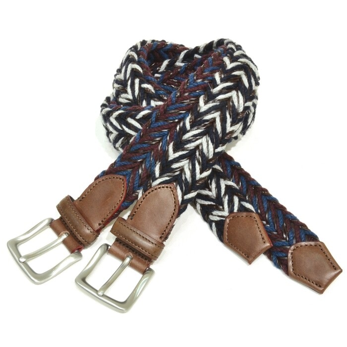 【SALE52%OFF】ADRIANO MENEGHETTI（アドリアーノ メネゲッティ）<br>コットン×カーフコンビメッシュベルト272HZL 18152001047
